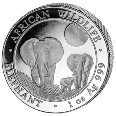 2014 Somalia African Wildlife - 1oz Silver ELEPHANT